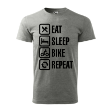 Póló Eat sleep bike repeat mintával - Szürke M méretben ajándéktárgy