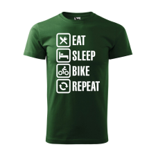 Póló Eat sleep bike repeat mintával - Zöld L méretben ajándéktárgy
