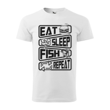 Póló Eat sleep fish repeat mintával - Fehér XXXL méretben ajándéktárgy