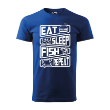 Póló Eat sleep fish repeat mintával - Kék L méretben ajándéktárgy