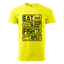 Póló Eat sleep fish repeat mintával - Sárga L méretben ajándéktárgy