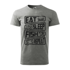  Póló Eat sleep fish repeat  mintával Szürke 4XL egyedi ajándék