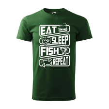 Póló Eat sleep fish repeat mintával - Zöld XXL méretben ajándéktárgy