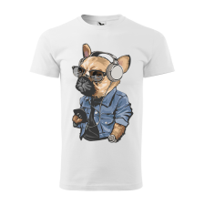  Póló Francia bulldog zenét hallgat  mintával Magenta 2XL egyedi ajándék