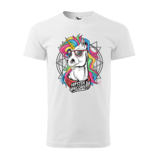  Póló Hipster unicorn  mintával Fehér 4XL egyedi ajándék