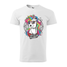  Póló Hipster unicorn  mintával Fehér M egyedi ajándék