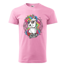 Póló Hipster unicorn mintával - Rózsaszín XXXL méretben ajándéktárgy