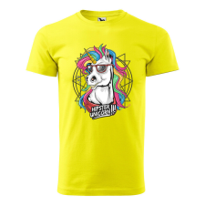 Póló Hipster unicorn mintával - Sárga XXL méretben ajándéktárgy