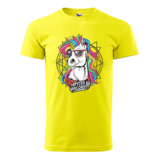 Póló Hipster unicorn mintával - Sárga XXXL méretben ajándéktárgy