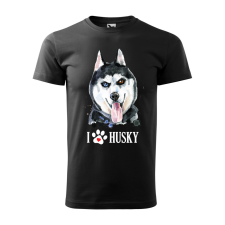  Póló Husky  mintával Fekete M egyedi ajándék