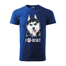  Póló Husky  mintával Kék 4XL egyedi ajándék