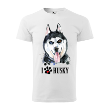  Póló Husky  mintával Magenta XL egyedi ajándék