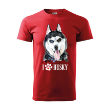  Póló Husky  mintával Piros S egyedi ajándék