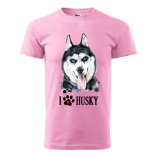 Póló Husky mintával - Rózsaszín S méretben v2 ajándéktárgy