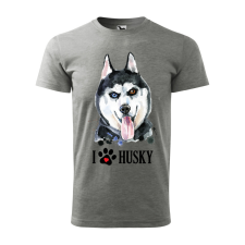  Póló Husky  mintával Szürke 3XL egyedi ajándék