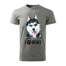 Póló Husky mintával - Szürke XXXL méretben v2 ajándéktárgy