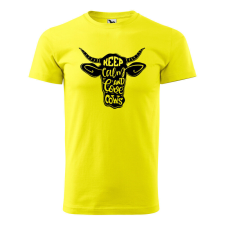 Póló Keep calm and love cows mintával - Sárga M méretben ajándéktárgy