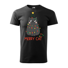  Póló Merry Cat  mintával Fekete 4XL egyedi ajándék