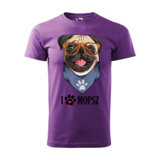 Póló Mopsz mintával - Lila XXXL méretben v2 ajándéktárgy