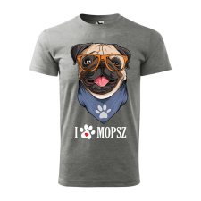  Póló Mopsz  mintával Szürke XL egyedi ajándék