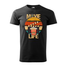 Póló Movie is my life mintával - Fekete S méretben ajándéktárgy