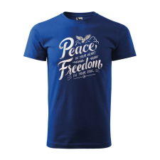 Póló Peace in your heart mintával - Kék XL méretben ajándéktárgy