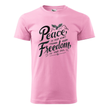 Póló Peace in your heart mintával - Rózsaszín M méretben ajándéktárgy