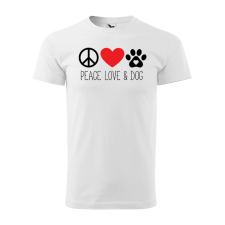 Póló Peace love and dog mintával - Fehér L méretben ajándéktárgy