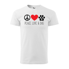 Póló Peace love and dog mintával - Fehér XXXL méretben ajándéktárgy