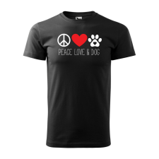 Póló Peace love and dog mintával - Fekete XXXL méretben ajándéktárgy