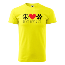 Póló Peace love and dog mintával - Sárga XXXL méretben ajándéktárgy