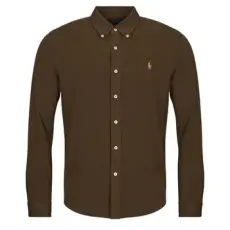 Polo Ralph Lauren Hosszú ujjú ingek CHEMISE AJUSTEE COL BOUTONNE EN POLO FEATHERWEIGHT Barna EU S