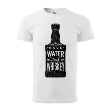  Póló Save water drink whiskey  mintával Fehér 3XL egyedi ajándék