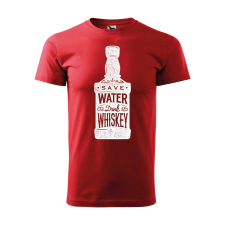  Póló Save water drink whiskey mintával - Piros XL méretben ajándéktárgy