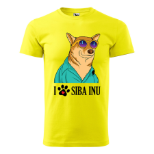  Póló Siba Inu  mintával Sárga XL egyedi ajándék