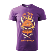 Póló Úgy grillezek mint egy viking mintával - Lila XXL méretben ajándéktárgy