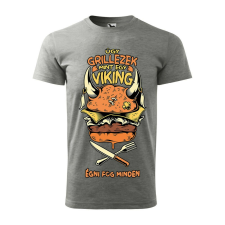 Póló Úgy grillezek mint egy viking mintával - Szürke XXL méretben ajándéktárgy