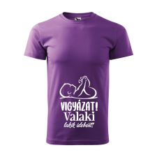 Póló Vigyázat! Valaki lakik idebent! mintával - Lila S méretben ajándéktárgy