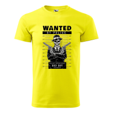  Póló Wanted  mintával Sárga S egyedi ajándék