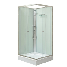 Polo White II 80x80 cm szögletes fehér hátfalas zuhanykabin zuhanytálcával kád, zuhanykabin