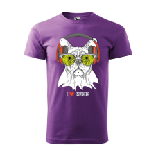  Póló Zenét hallgató kutya mintával - Lila M méretben ajándéktárgy