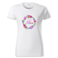 polofun.hu A legjobb Mami - színes virágkoszorús női póló