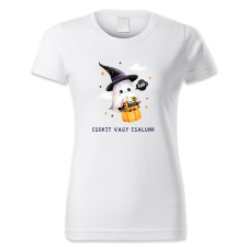 polofun.hu Csokit vagy csalunk, Boo, Halloween női póló