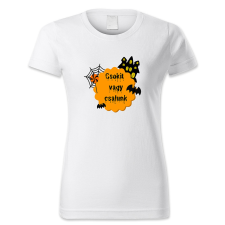 polofun.hu Csokit vagy csalunk, Kastélyos és denevéres, Halloween női póló