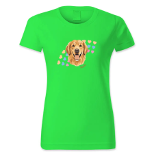 polofun.hu Golden retriever, szívecskés, Muki női póló