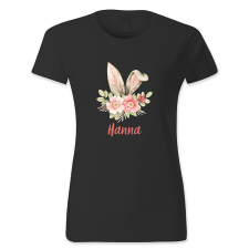 polofun.hu Hanna, nyuszifül, virág, Húsvét női póló