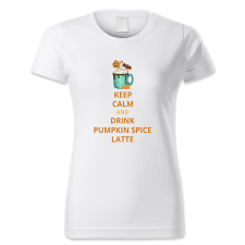 polofun.hu Keep calm and drink pumpkin spice latte, Halloween női póló
