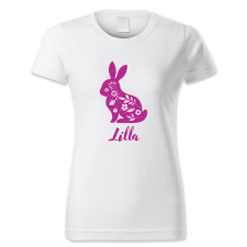 polofun.hu Nyuszi alak, virágos, Lilla, Húsvét női póló