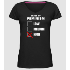 Pólómánia A feminizmus szintjei - Női Prémium V nyakú Póló női póló