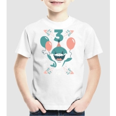 Pólómánia Birthday Shark 3 éves szülinapra cuki cápa - Uniszex Gyerek Póló